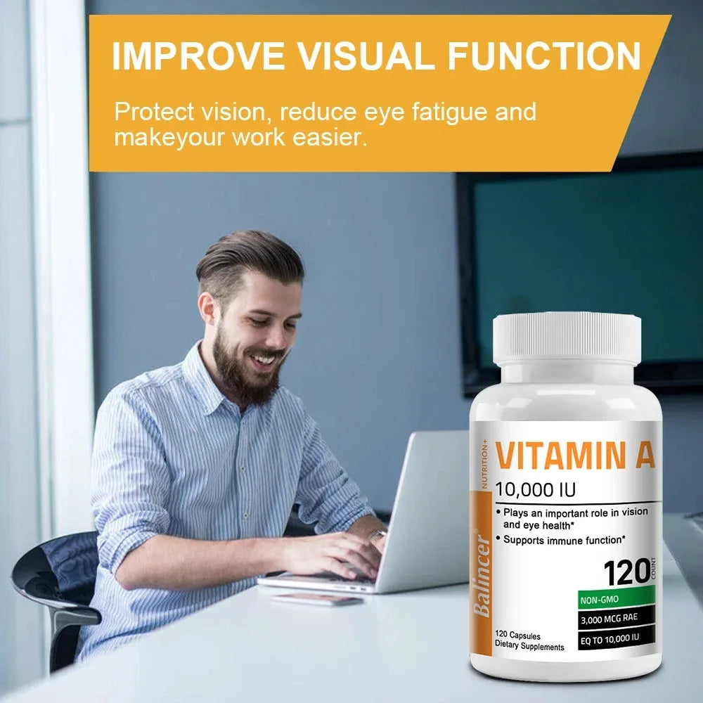 Vitamin A Capsules - Antioxidant, Promotes Healthy Skin, Eyes, and Immune System